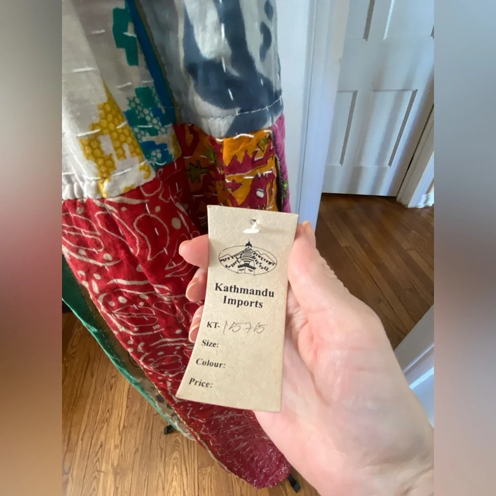 NWT• Reversible Kantha Patchwork Overalls • Handmade Artisan Boho •One-of-a-Kind - Picture 5 of 8